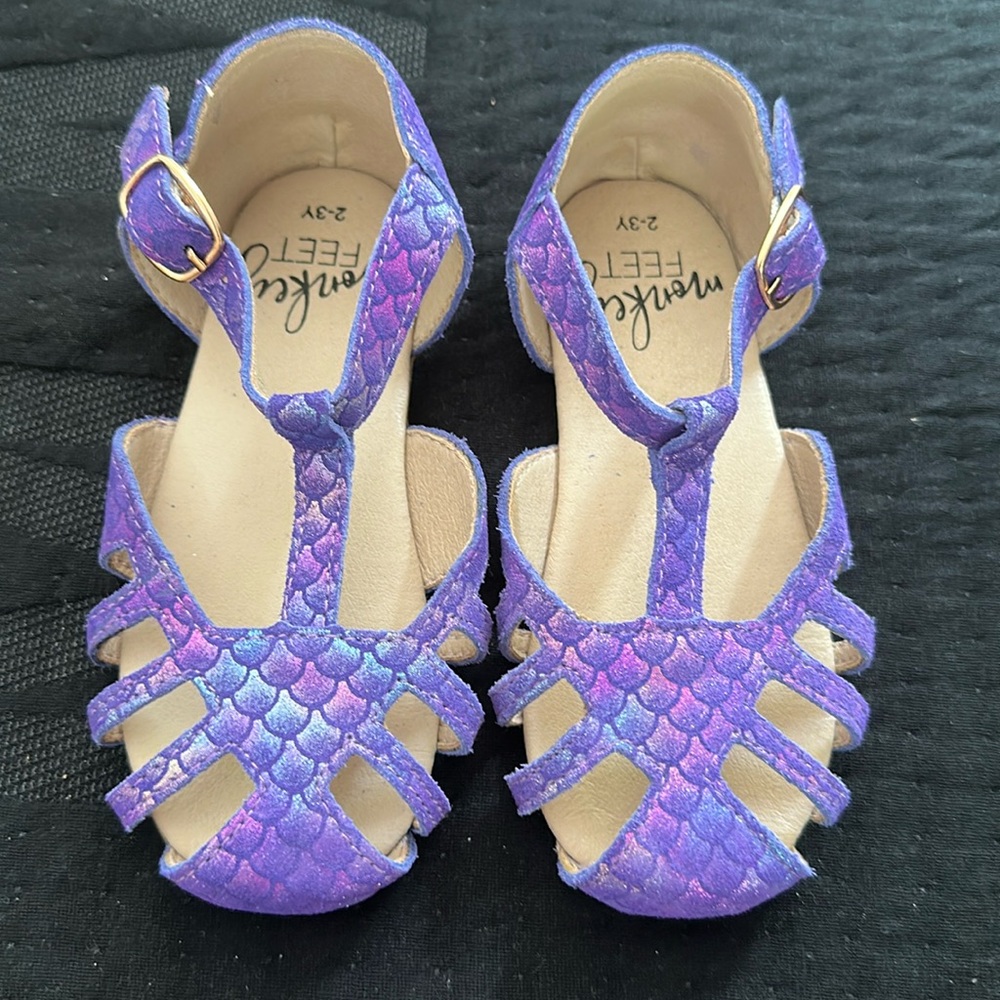Monkey Feet Sparkly Purple Mermaid Riddi Sandal 2-3Y